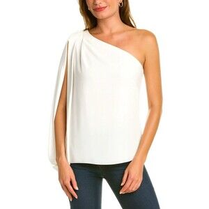Trina Turk Top One Shoulder Draped Tahiti Women XS White Glam Chic Formal Event